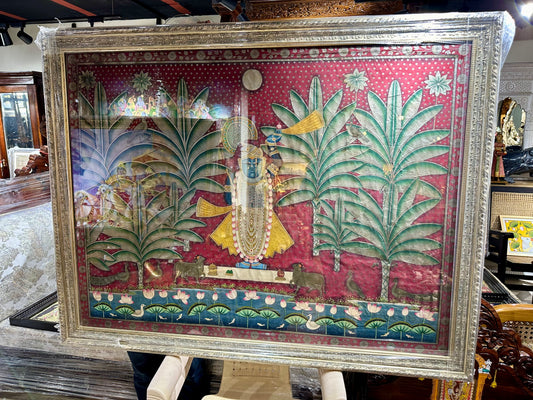 Shrinathji Pichwai Painting Antique Finish 3x4 ft