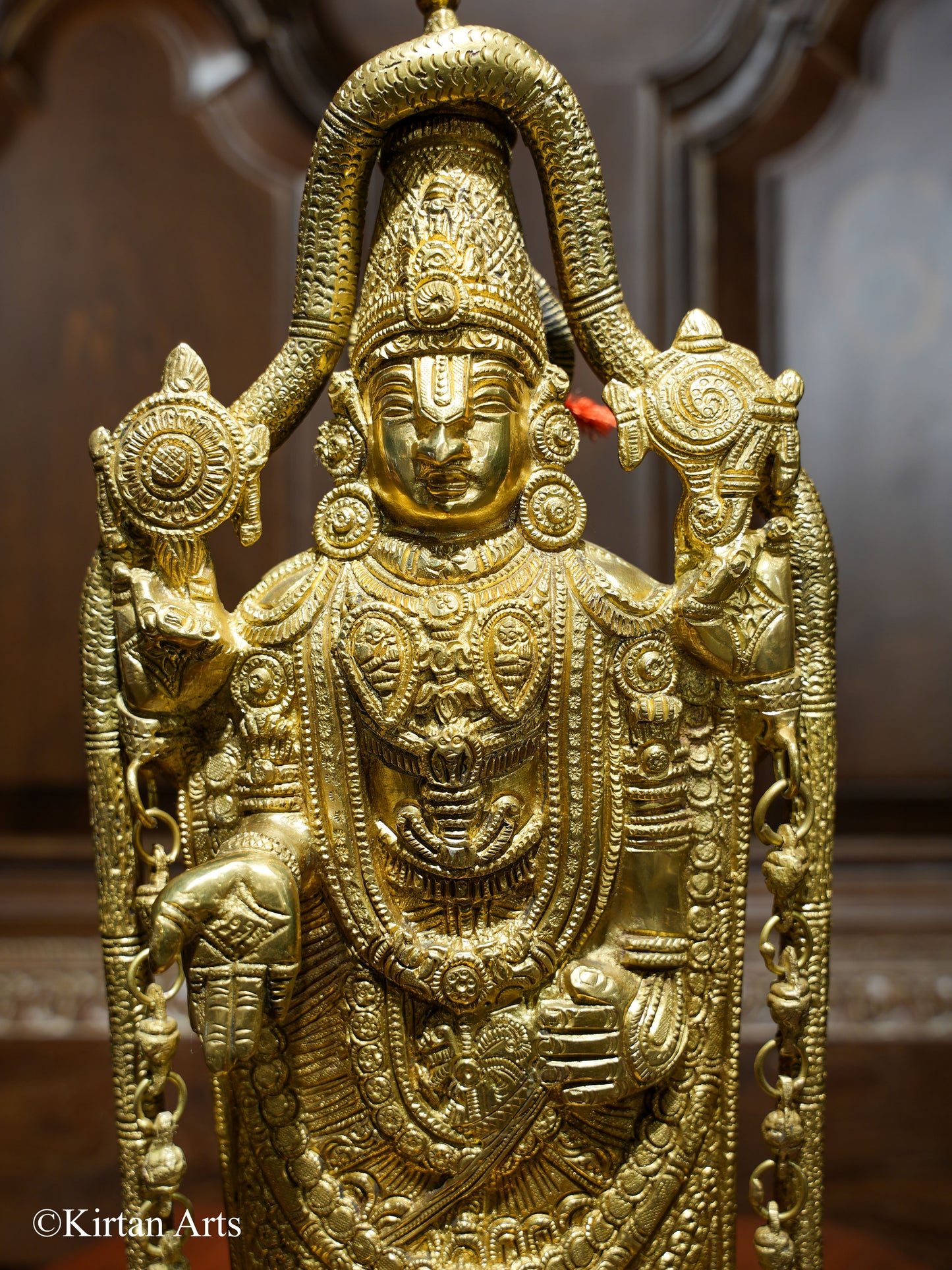 Brass Lord Venkateswara with Garland 17"
