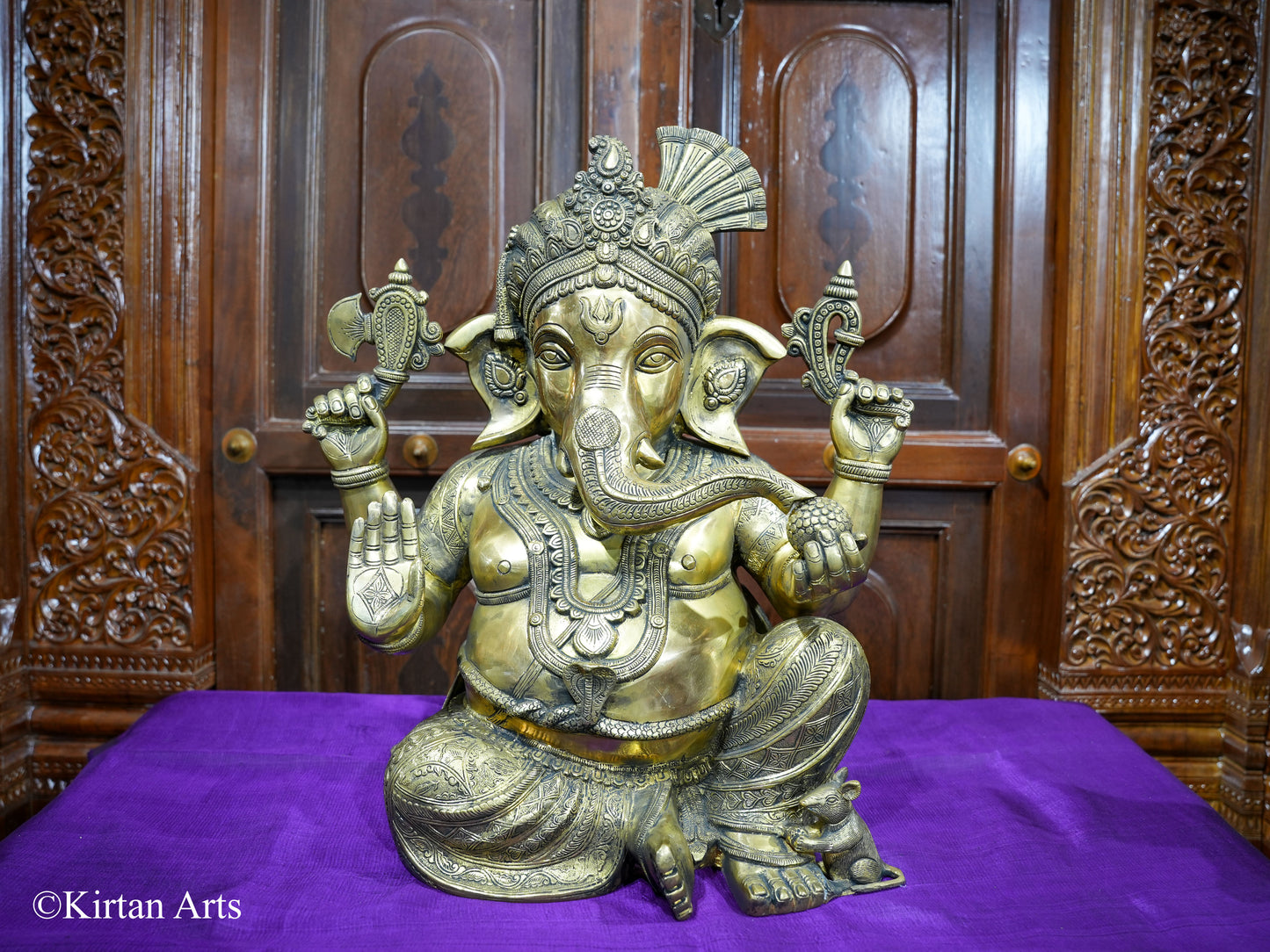 Brass Ganesha Seated Antique Finish