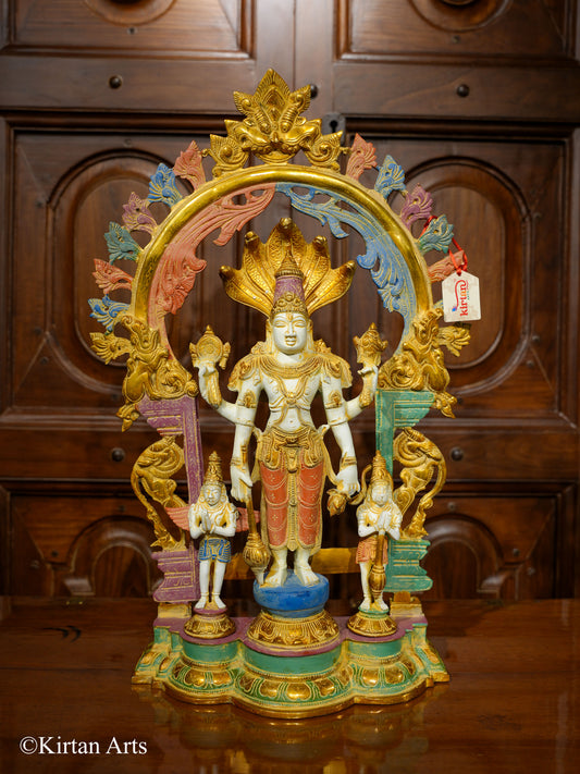 Brass Lord Vishnu with Prabhavali 23.5"