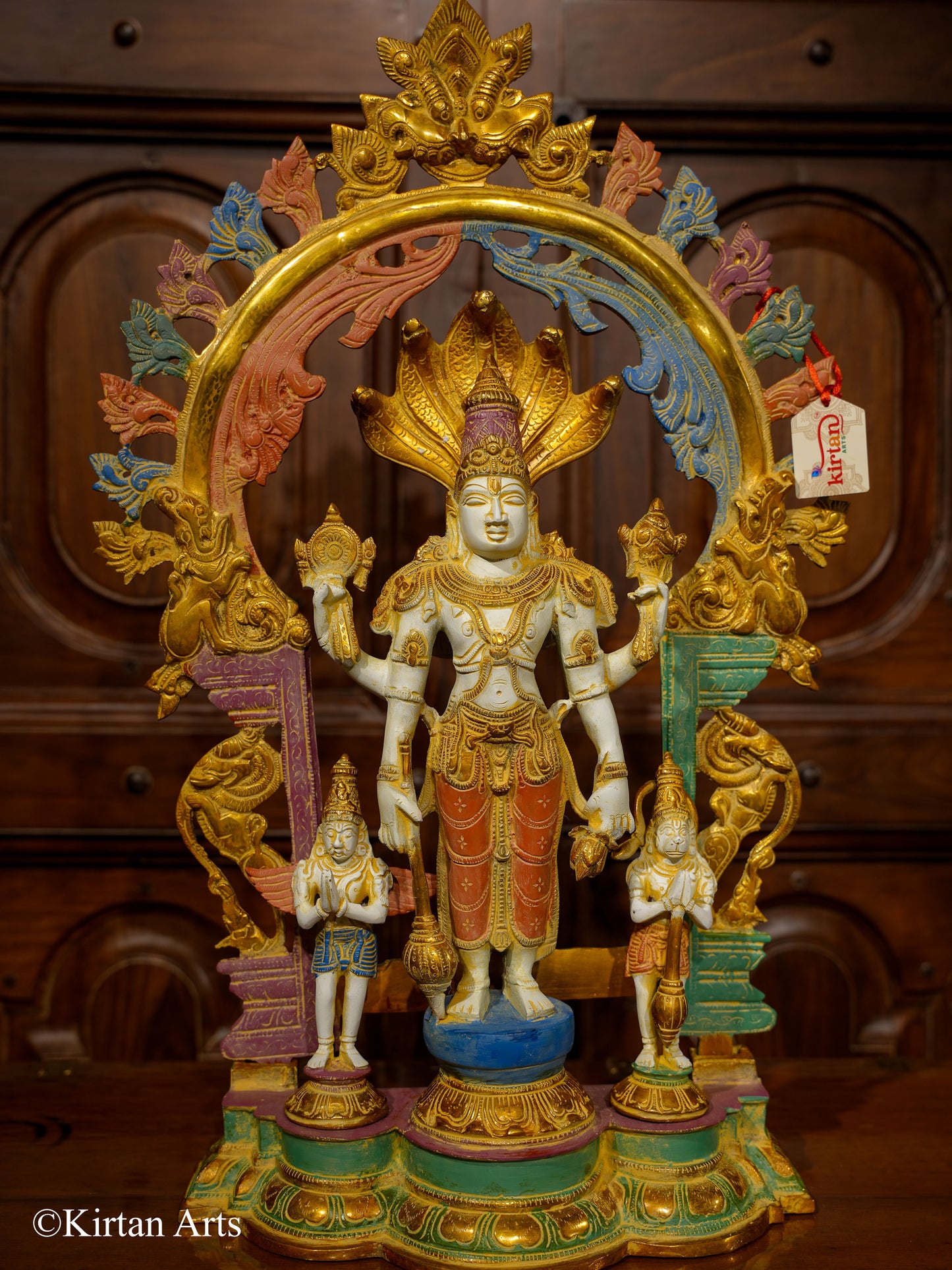 Brass Lord Vishnu with Prabhavali 23.5"