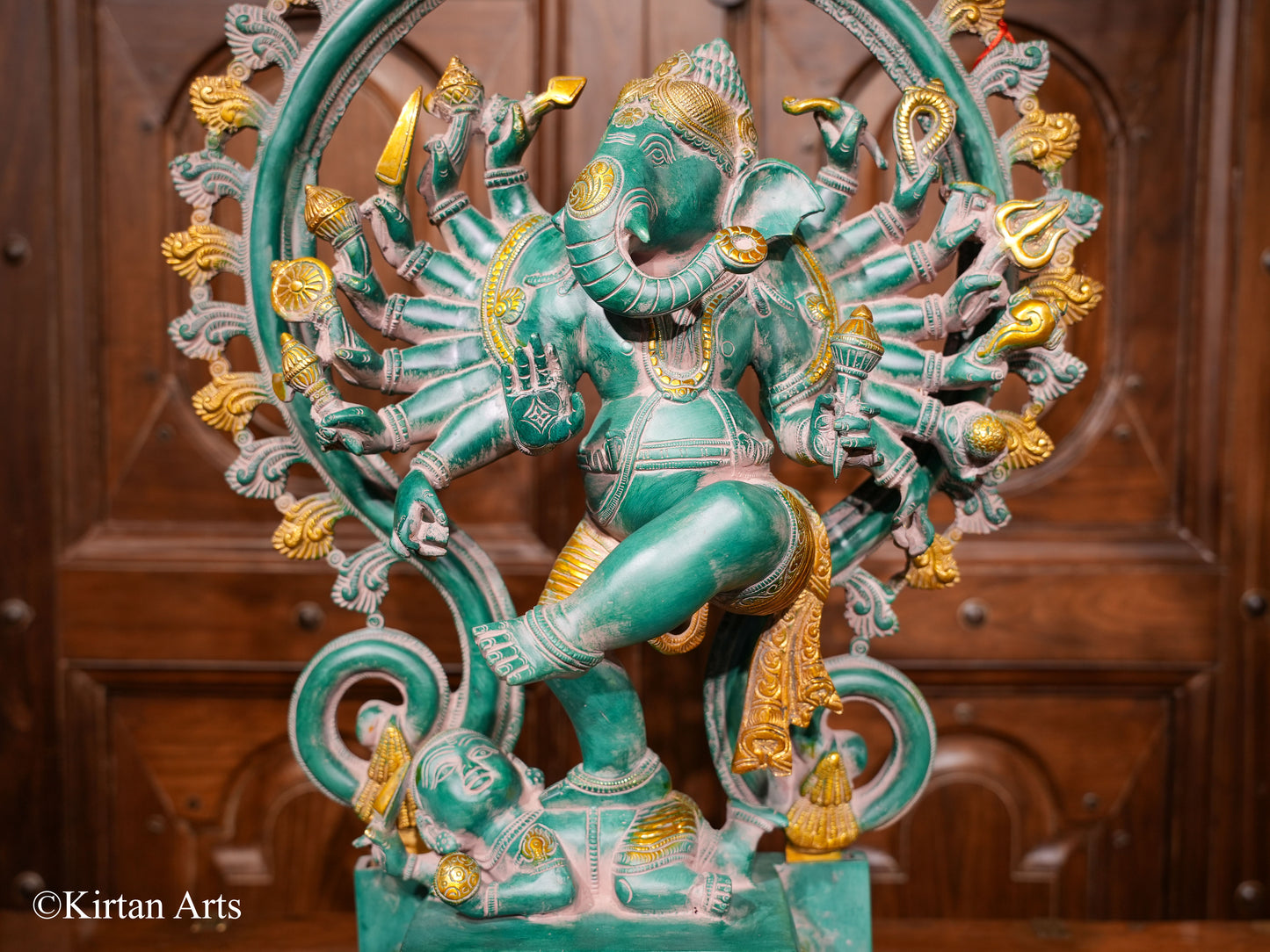 Brass Lord Ganesha 16 Hand Antique Finish 26"