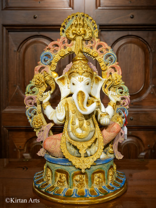 Brass Lord Ganesha with Prabhavali 25"