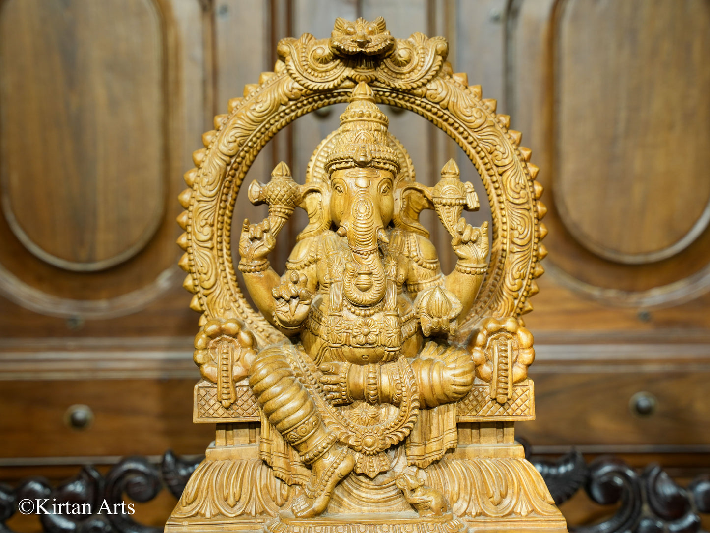 Teakwood Carved Ganesha (RajaGanapathy) 16"