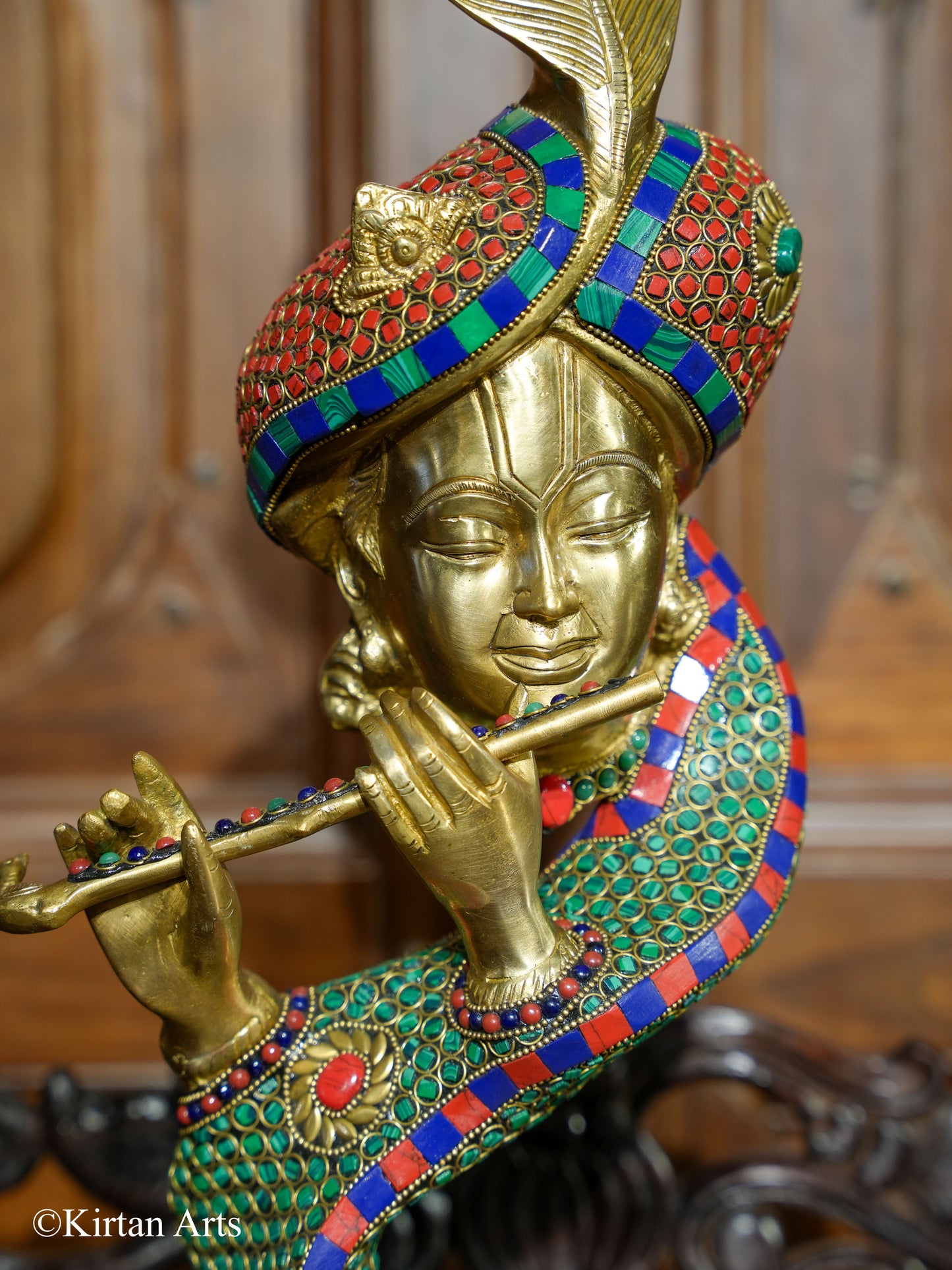 Brass Lord Krishna Bust 21"