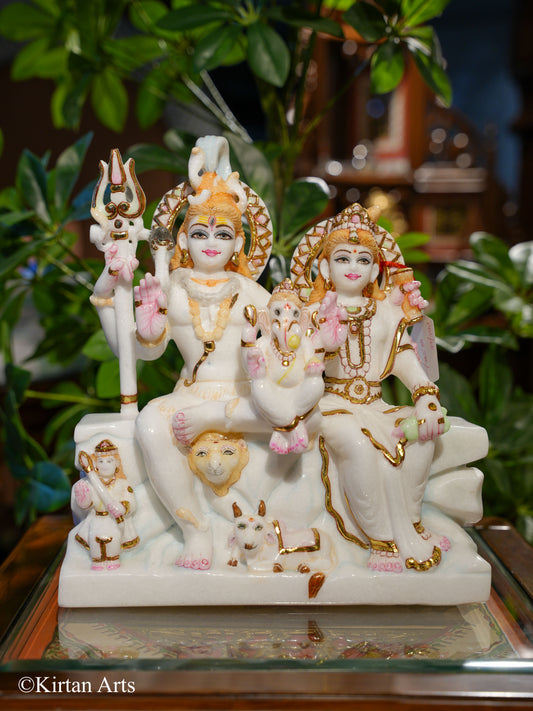 Marble ShivParivar/GauriShankar 12"