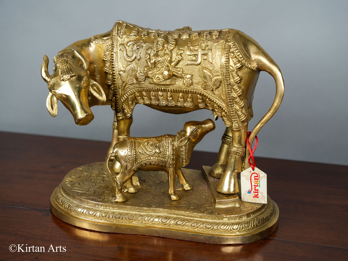 Brass Cow with Calf (Kamdhenu) 10.5"