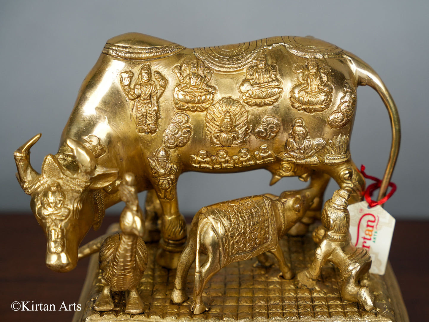 Brass Cow with Calf (Kamdhenu) 9.5"