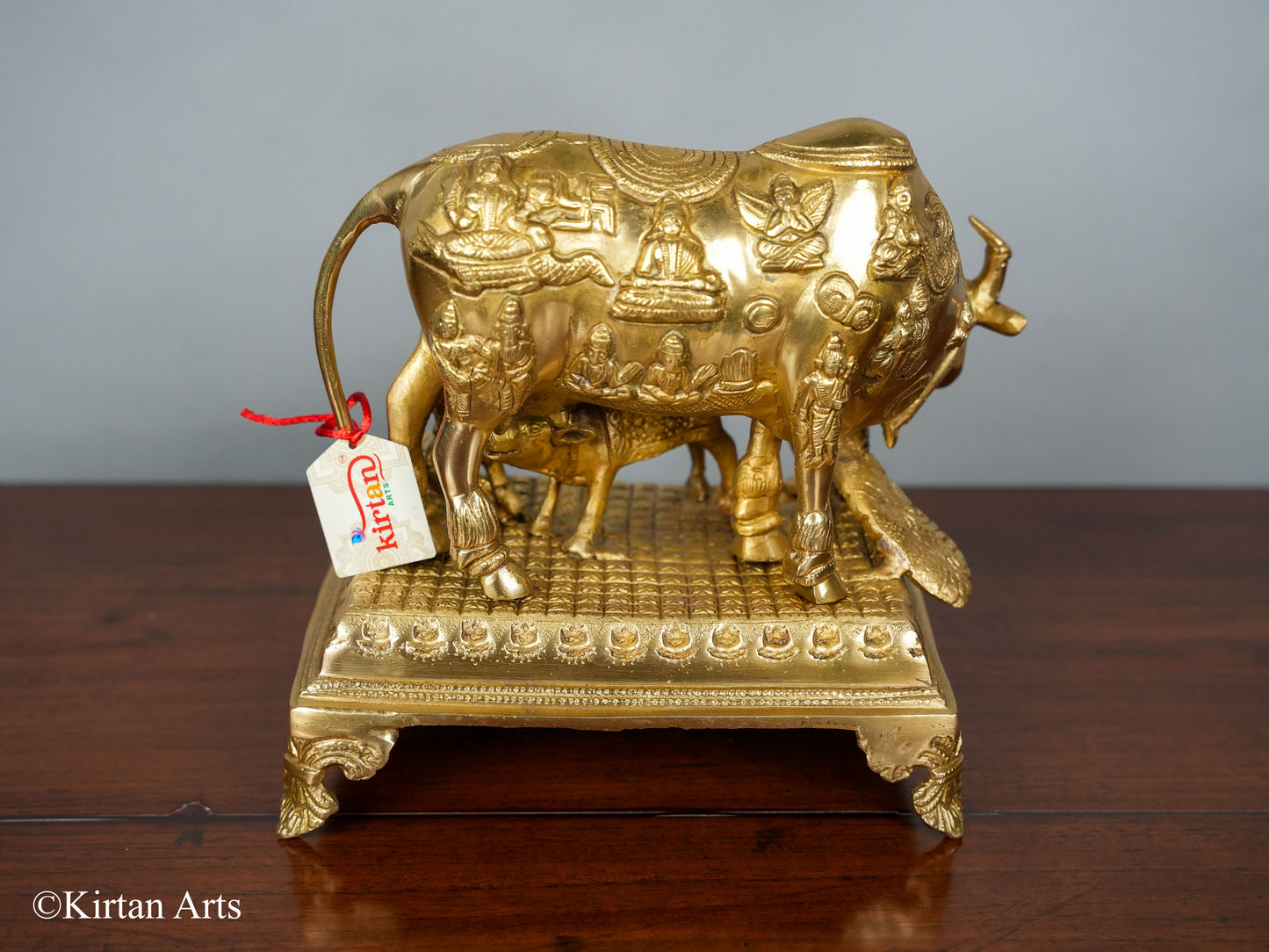 Brass Cow with Calf (Kamdhenu) 9.5"