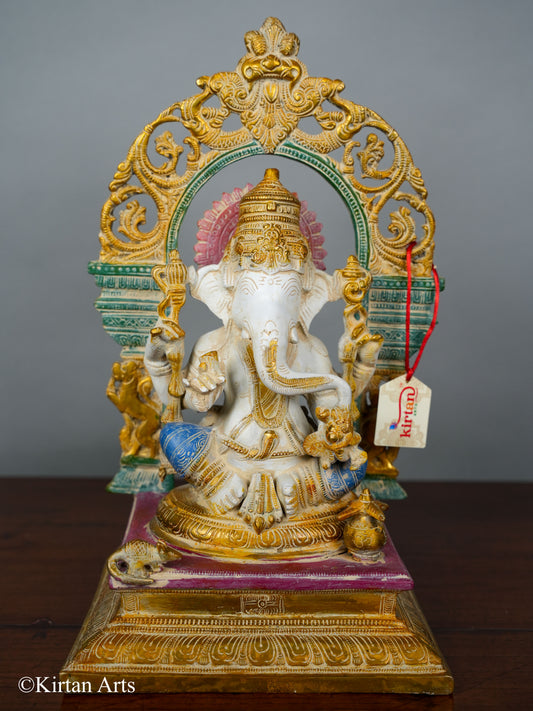 Brass Ganesha with Prabhavali 15.5"