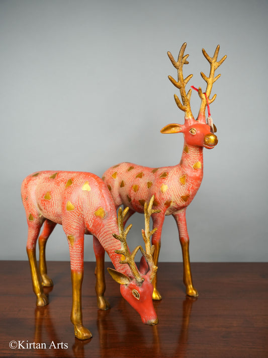 Brass Deer Pair Multi Color Finish 28.5"