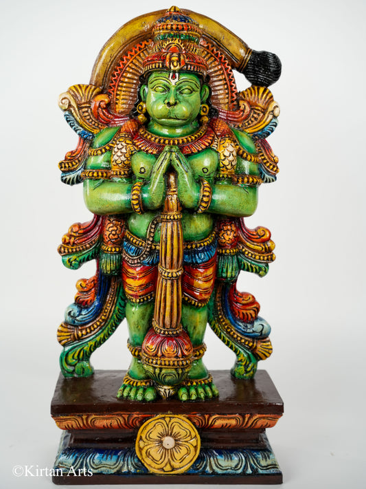 Lord Hanuman Wood Carved 24" Painted