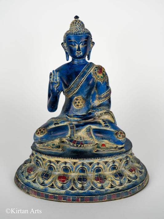 Brass Buddha Blue Antique Finish 13"