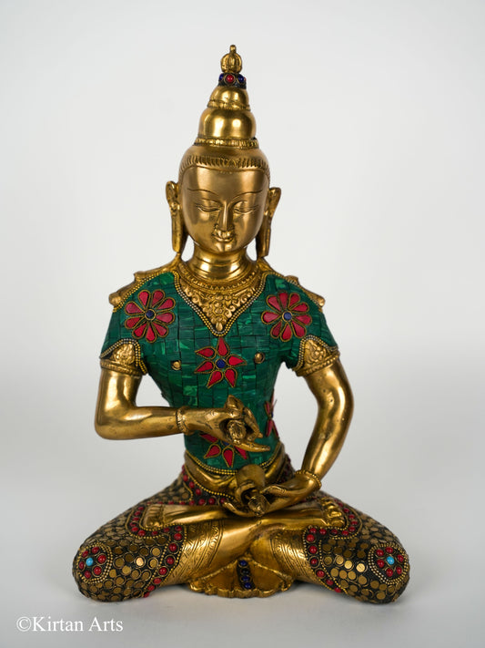 Brass Buddha Stonework 13"