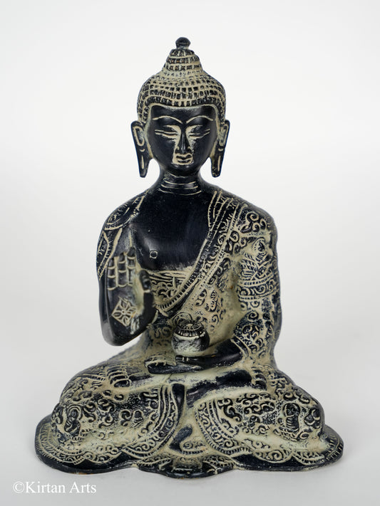 Brass Buddha Stone Finish 7"