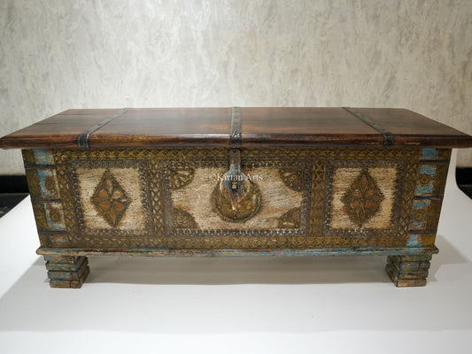 Wooden Chest/Trunk | Brass and Iron | Distress Finish
