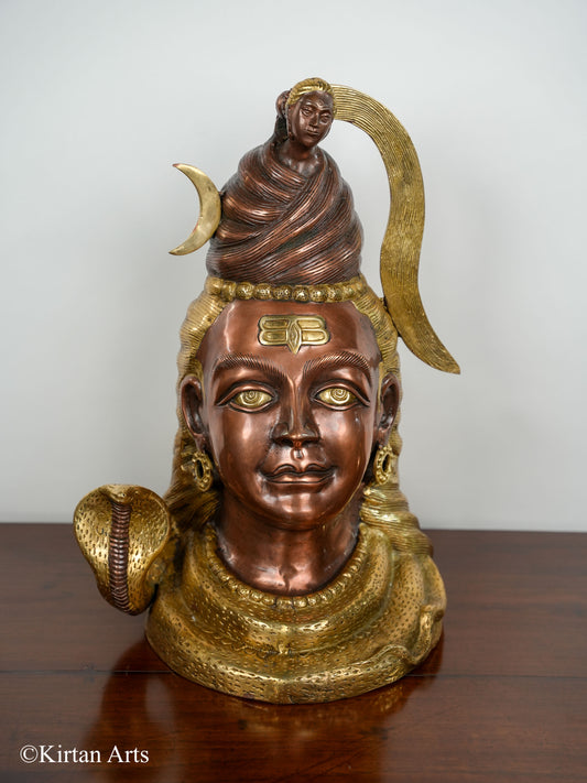 Brass Lord Shiva Bust 21"