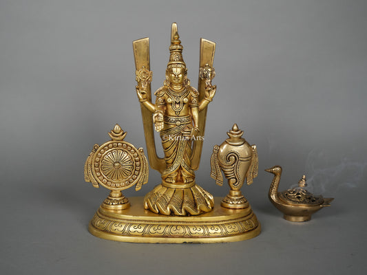 Brass Tirupati Balaji Idol with Shank Chakra 14"