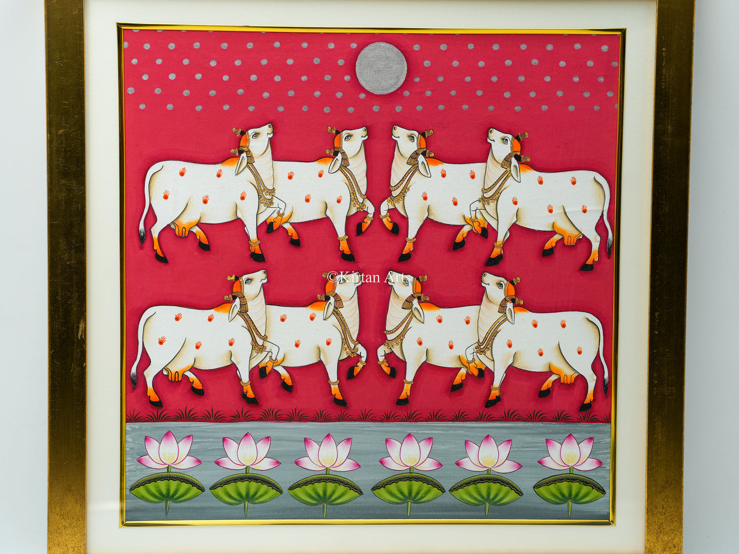 Pichwai Cows with Lotus 18x18