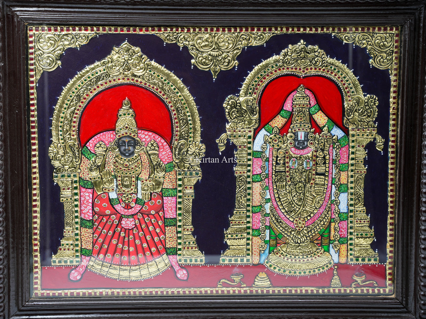 Tirupati Balaji and Padmavati Tanjore Painting 21x27