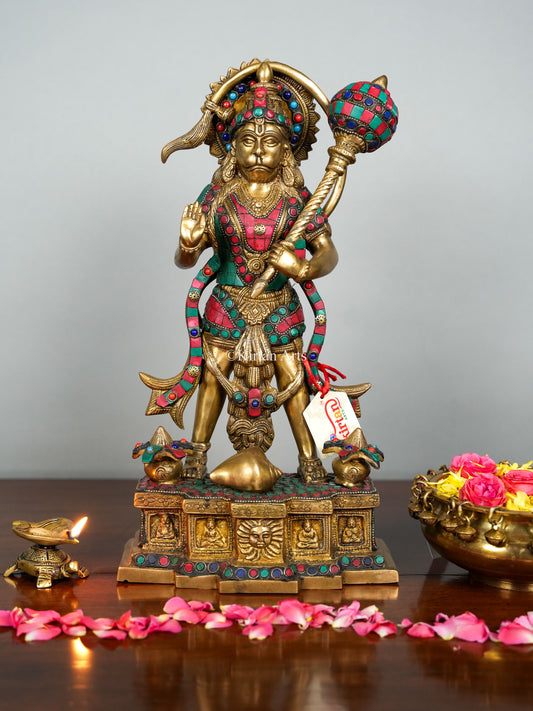 Brass Lord Hanuman Stonework 15"