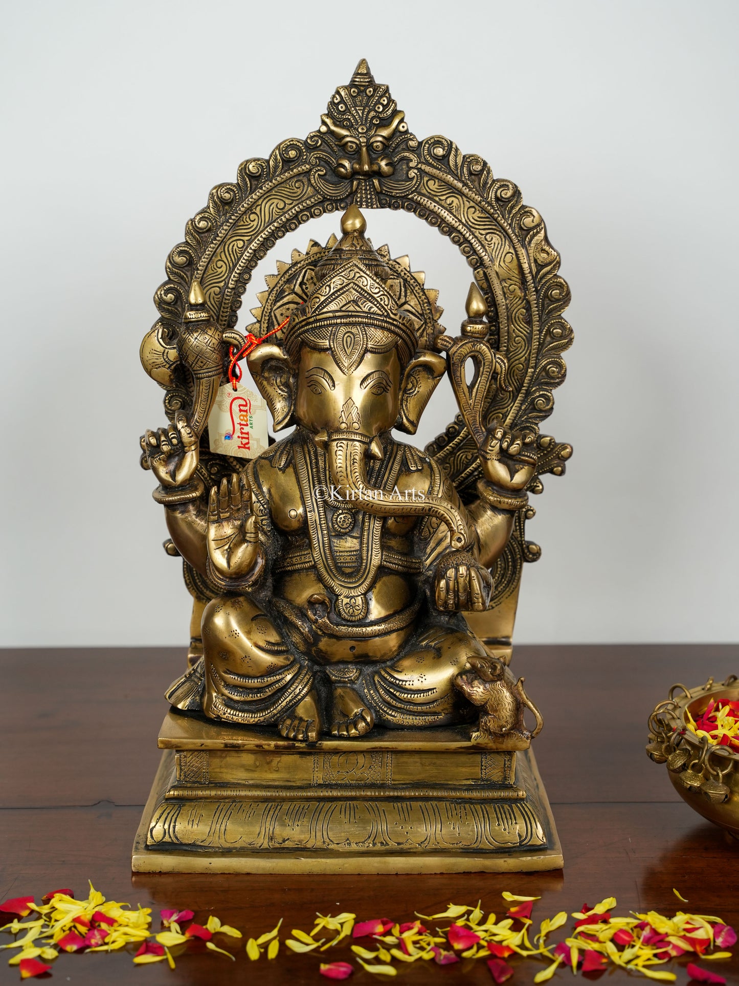 Brass Ganesha With Prabhavali | 17" | Antique Finish