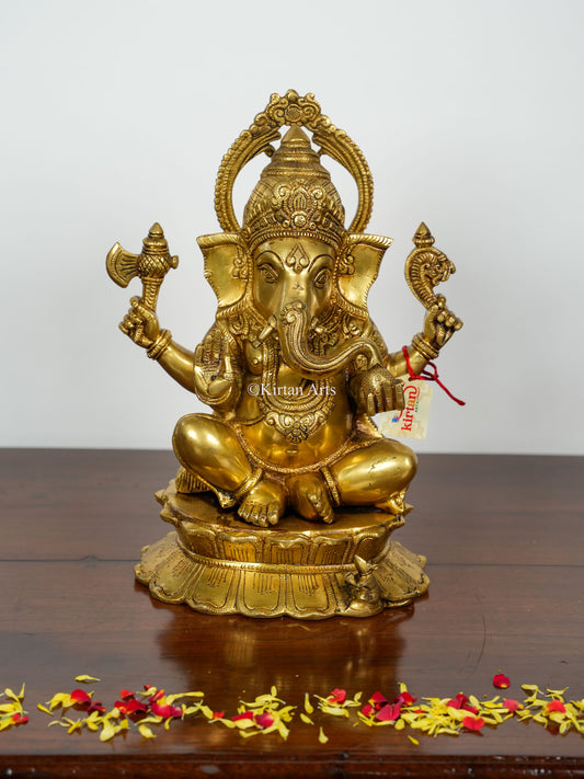 Brass Ganesha | 15" | Gold Finish