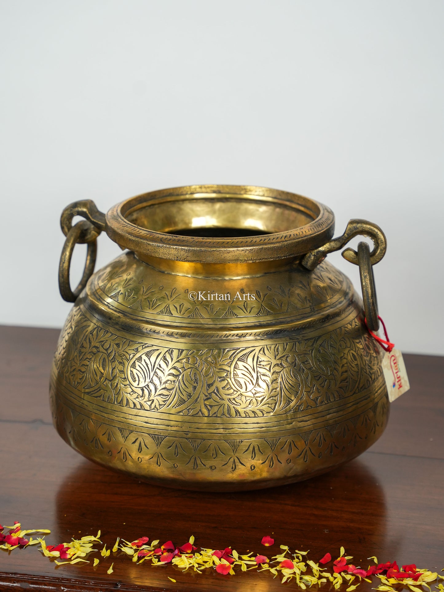 Carved Brass Planter/Pot | 10" | Antique Finish