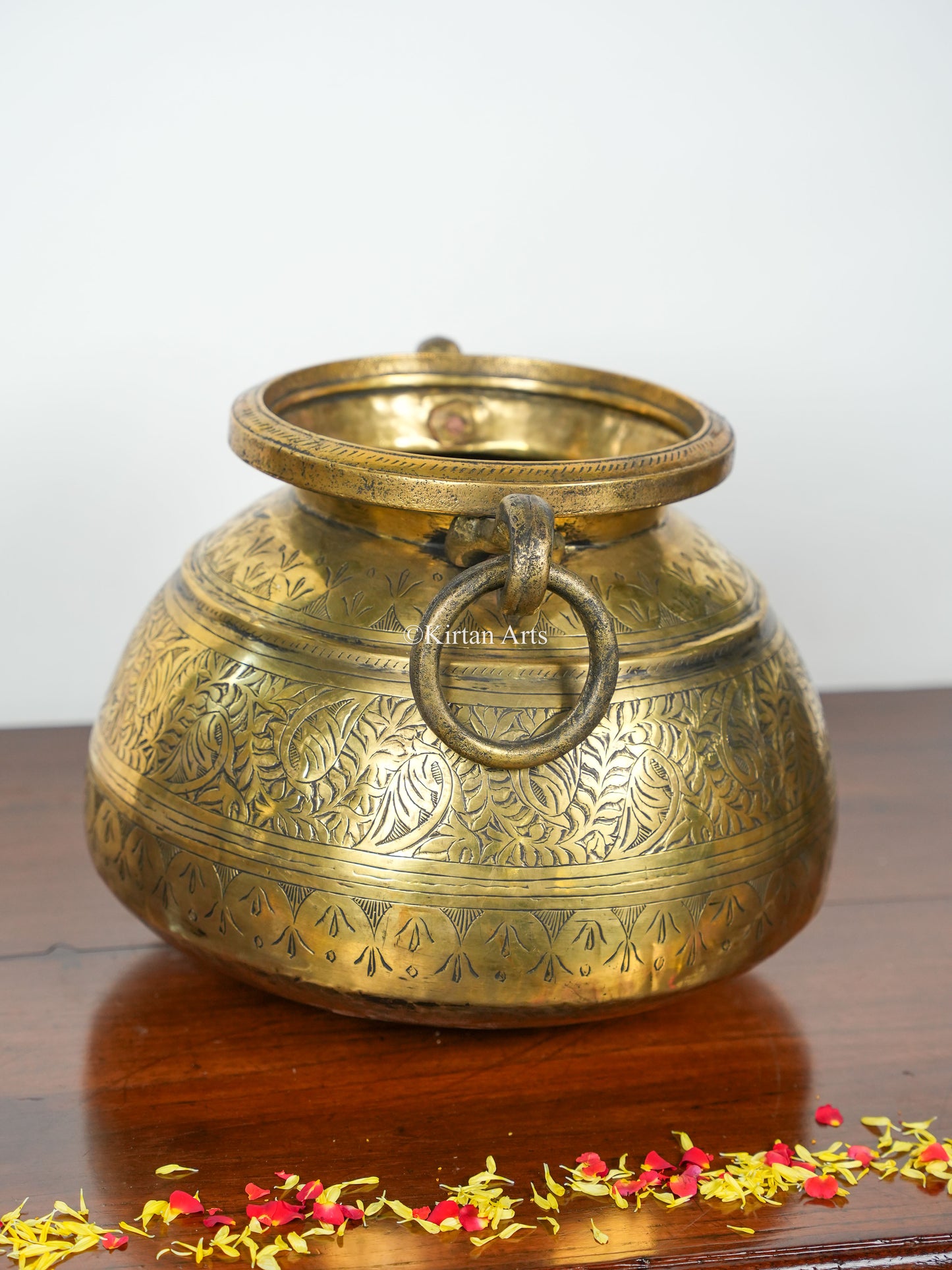 Carved Brass Planter/Pot | 10" | Antique Finish