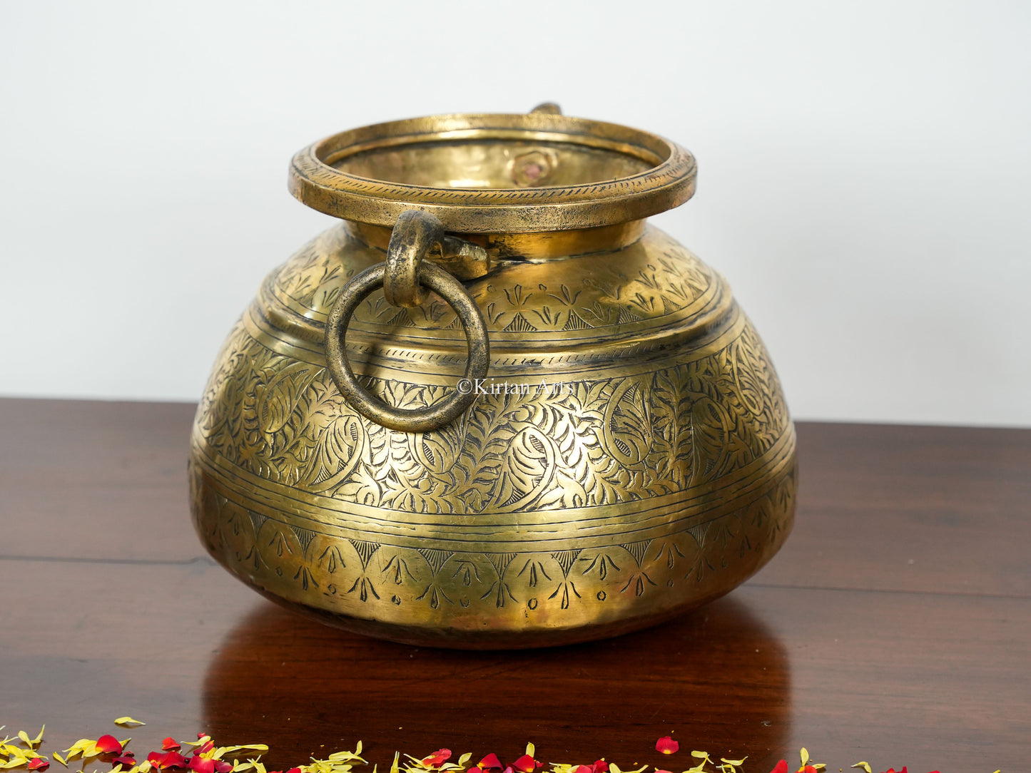 Carved Brass Planter/Pot | 10" | Antique Finish