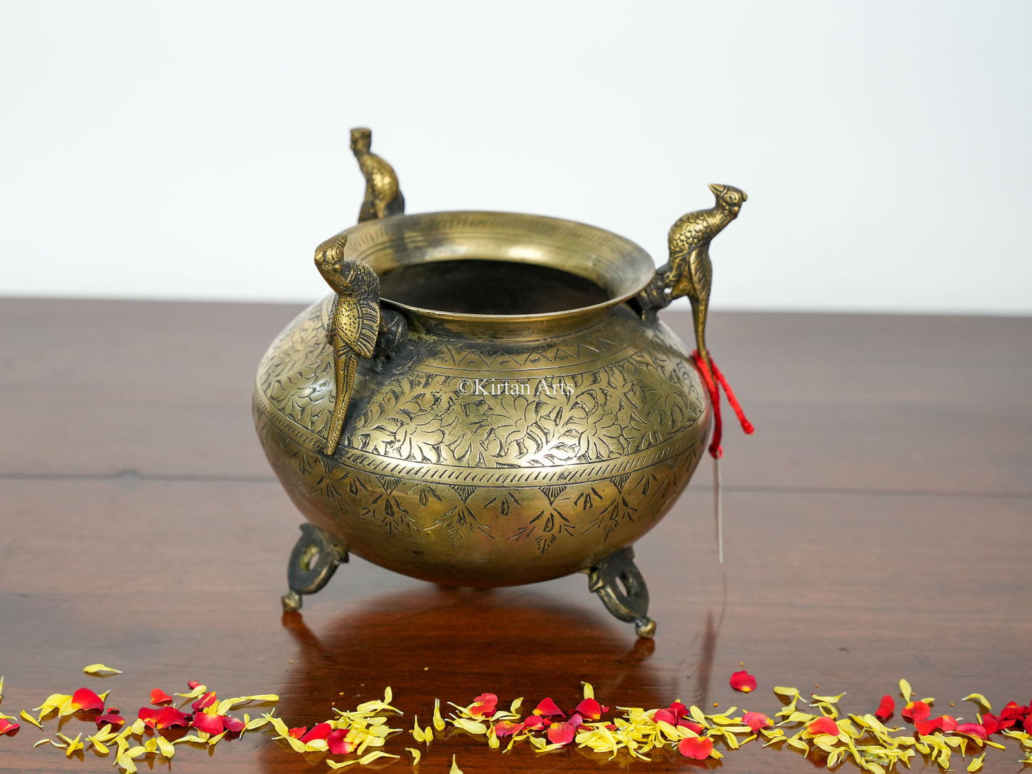 Carved Brass Planter/Pot | 8" | Antique Finish