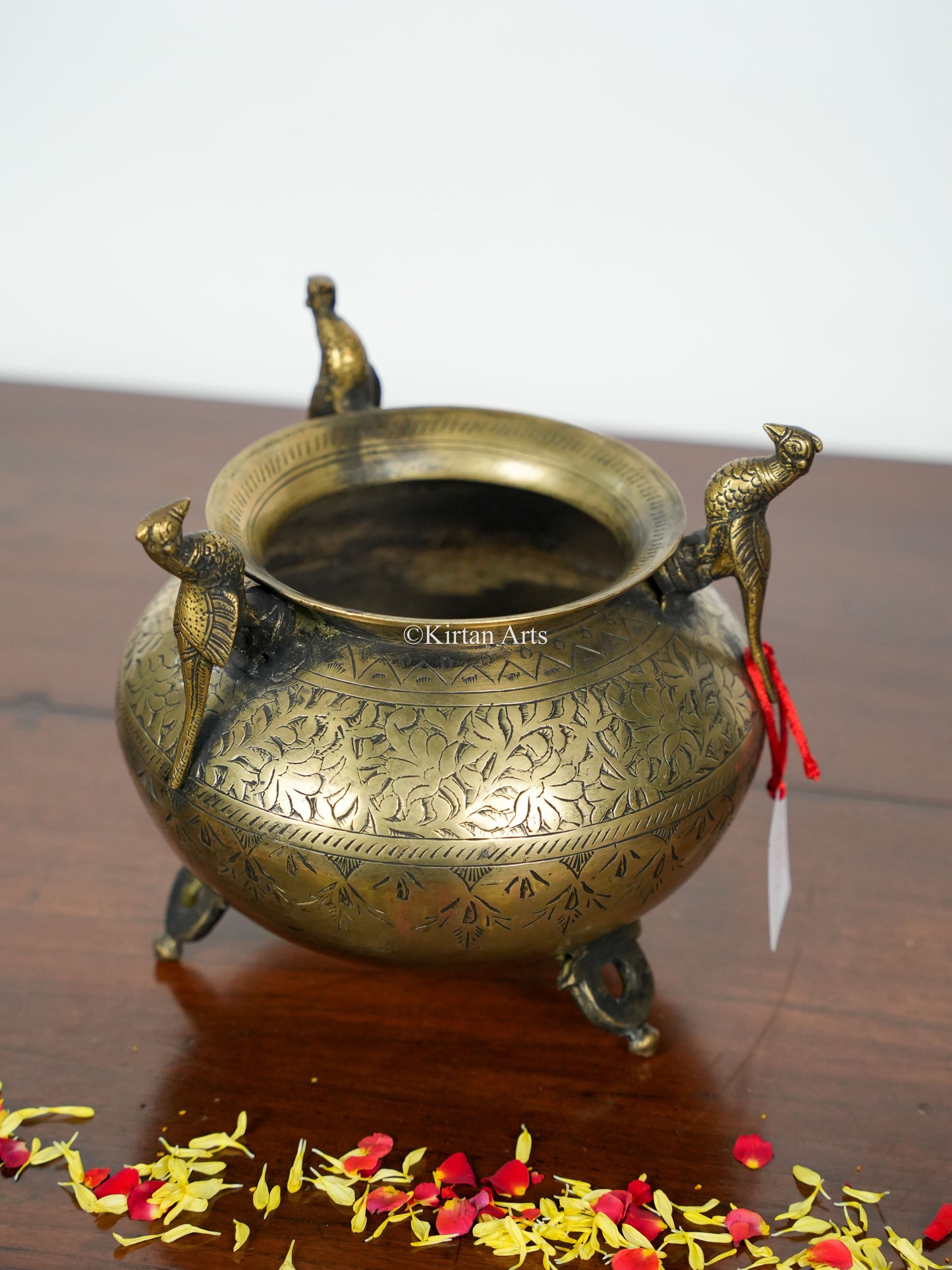 Carved Brass Planter/Pot | 8" | Antique Finish