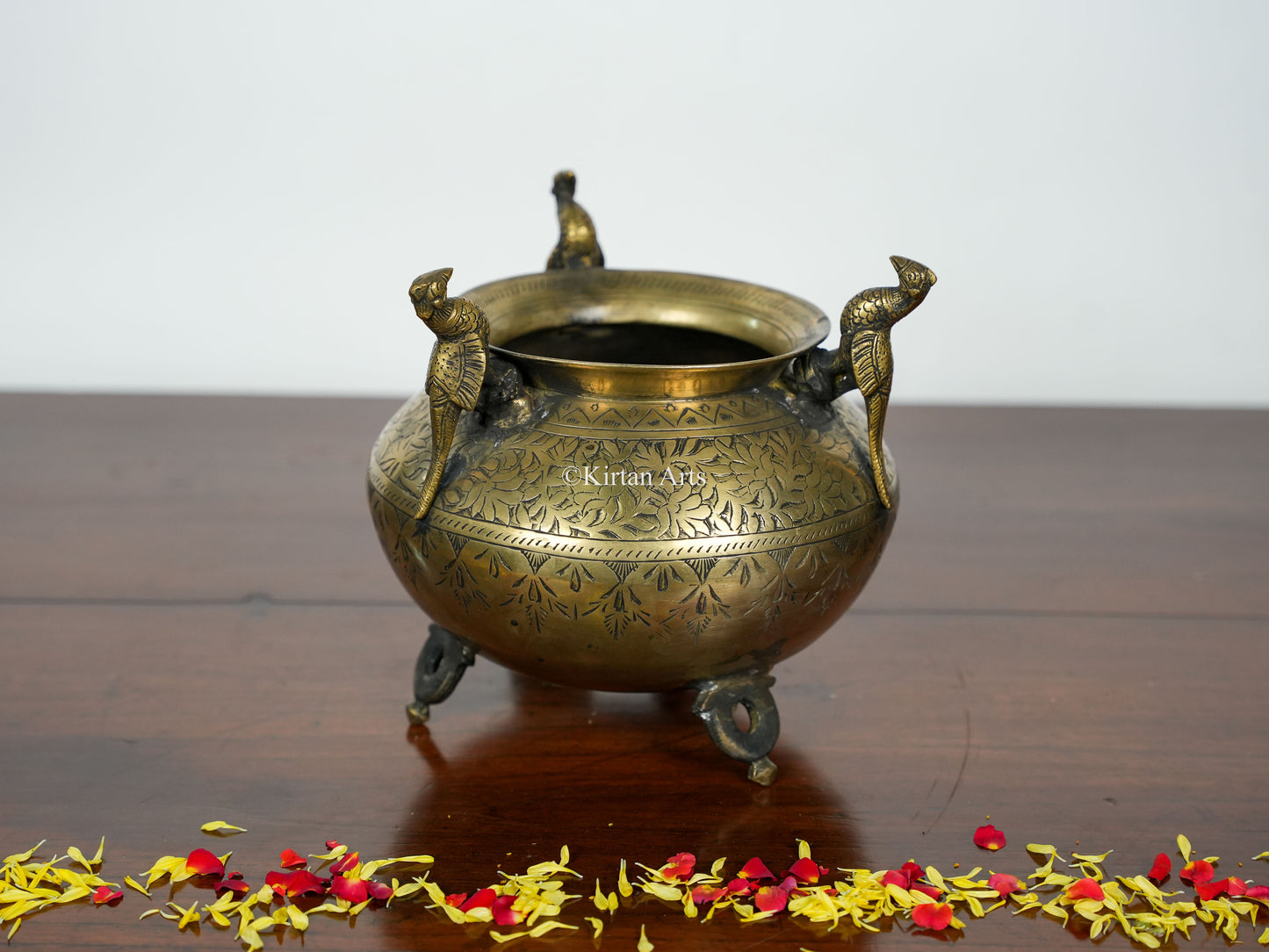 Carved Brass Planter/Pot | 8" | Antique Finish