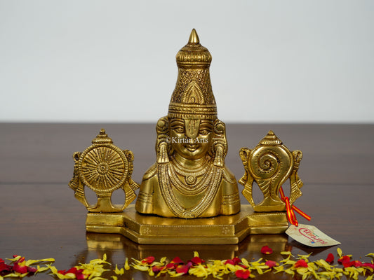 Brass Balaji Bust | 8" | Gold Finish