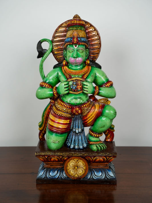 24" Lord Hanuman | Ram Sita | Wood Carved | Painted