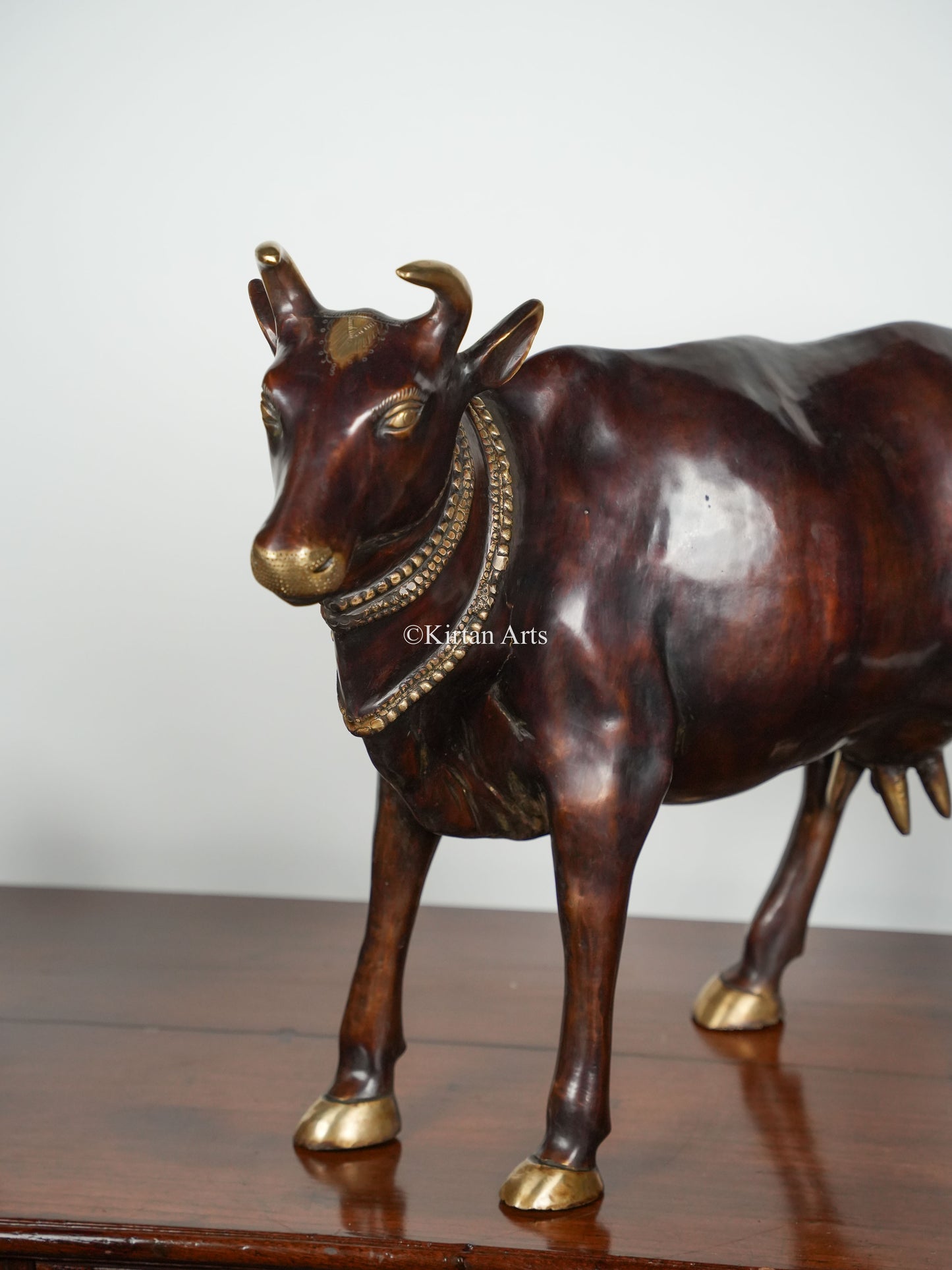 Brass Large Cow (Gomatha) With Three Calves  | Dual Tone Finish | 28"