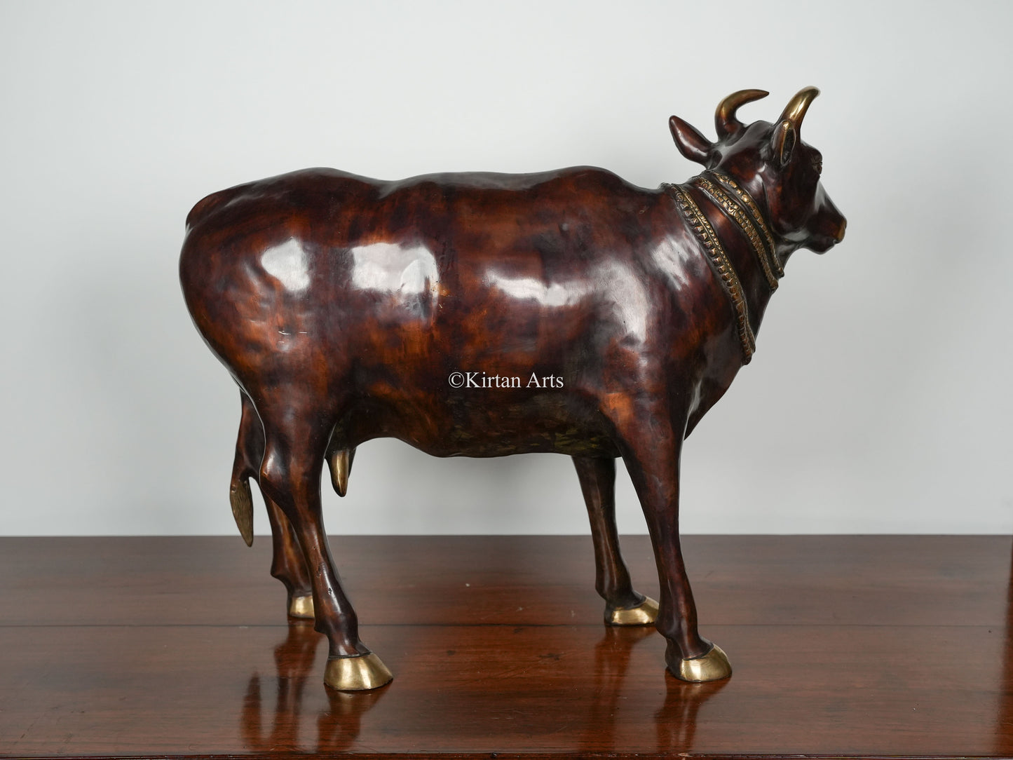 Brass Large Cow (Gomatha) With Three Calves  | Dual Tone Finish | 28"