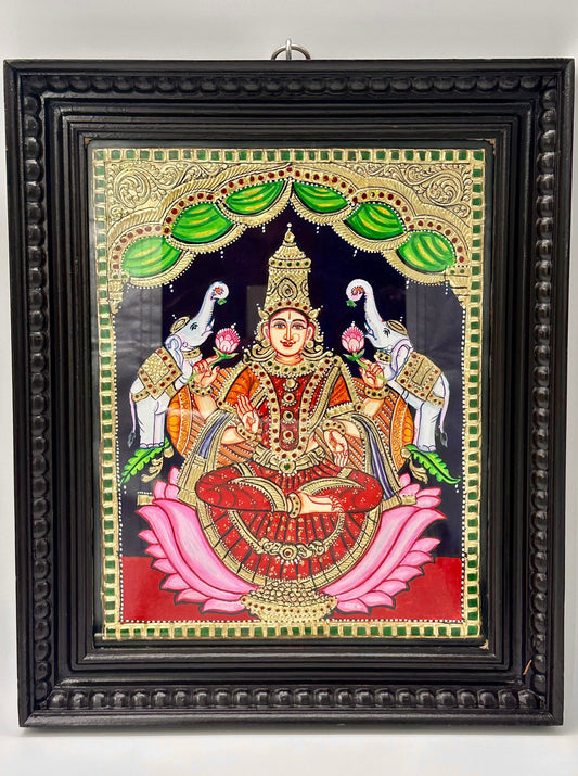 Goddess Lakshmi on Lotus Tanjore 15x18