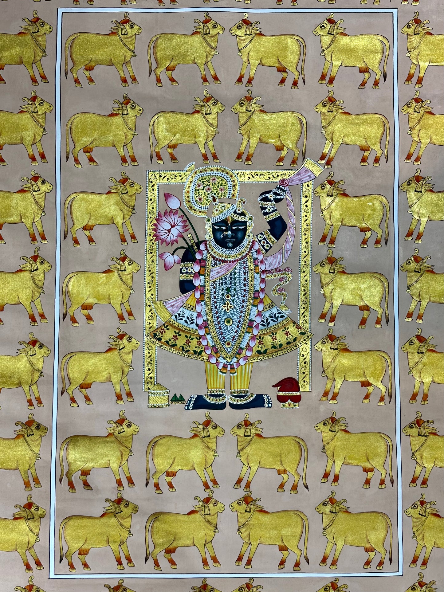 Shrinathji with Cows Pichwai 3x4ft